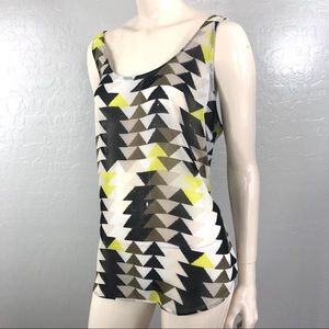 Old Navy Sheer Geometric Neon Printed Tank Top